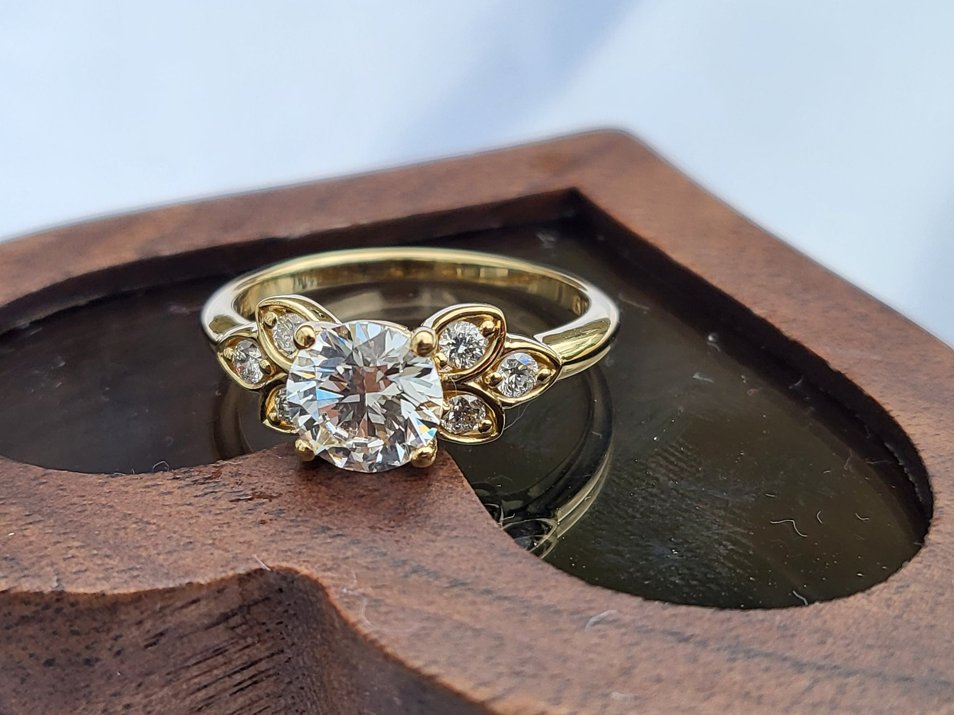 1 Ct IGI Certified Round Lab Diamond Three Stone Engagement Ring