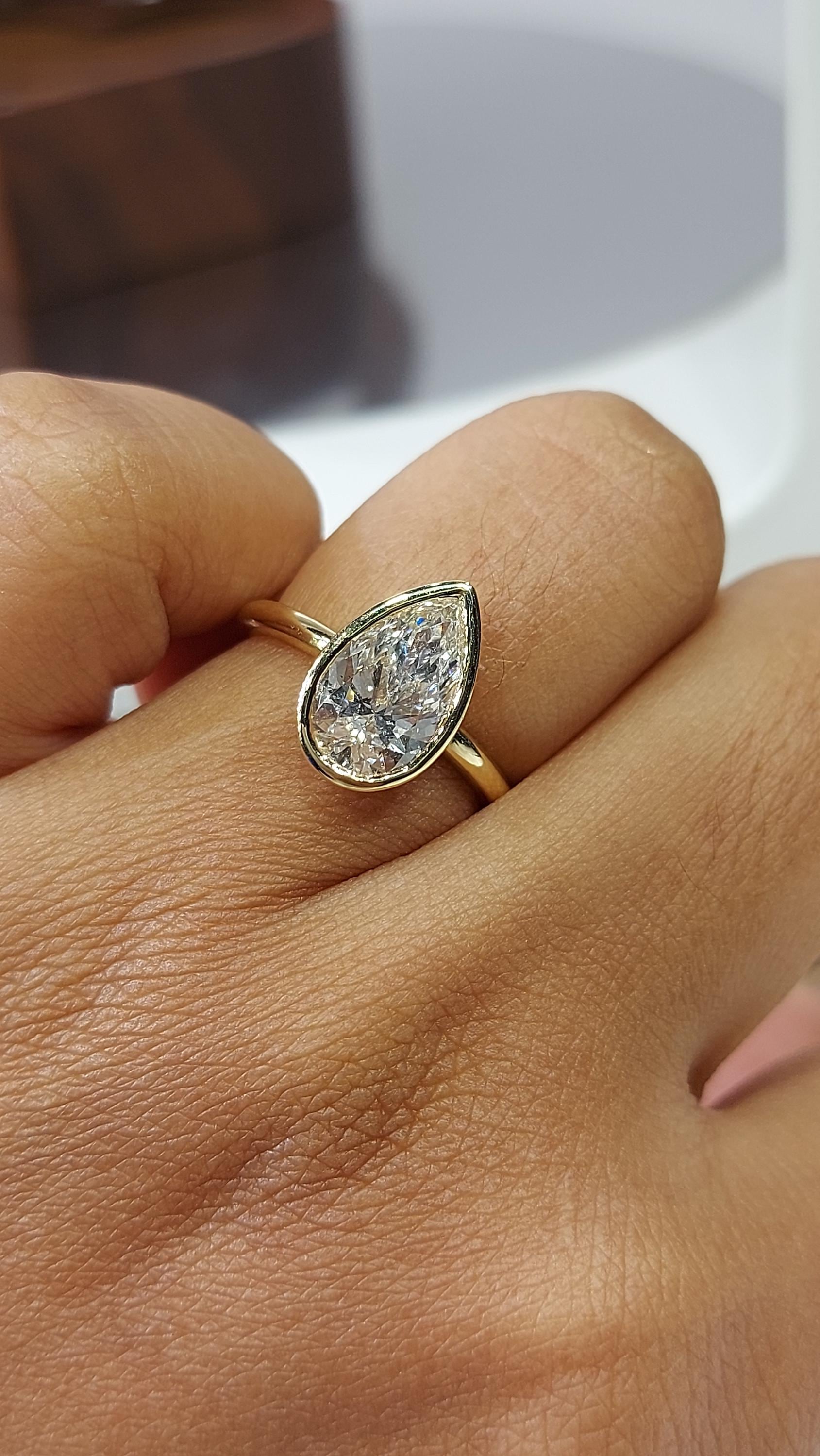 1.5 Ct Pear Lab Diamond Solitaire Engagement Ring
