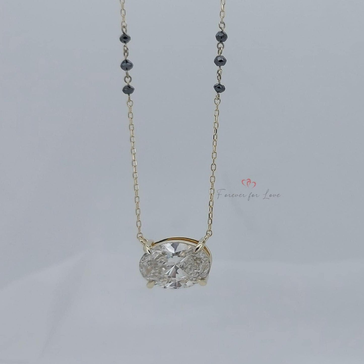 18 Karat Gelbgold Laborgezüchteter 4-Krappen-Diamant 3 Karat Schwarze Diamanten Mangalsutra Halskette IGI-zertifiziert Moissanite engagement ring in Gold or Platinum — custom handcrafted by Forever For Love