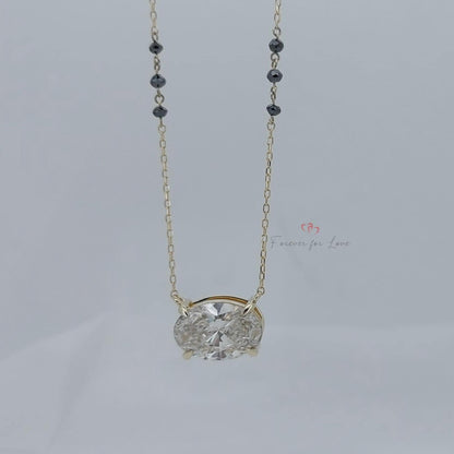 18 Karat Gelbgold Laborgezüchteter 4-Krappen-Diamant 3 Karat Schwarze Diamanten Mangalsutra Halskette IGI-zertifiziert