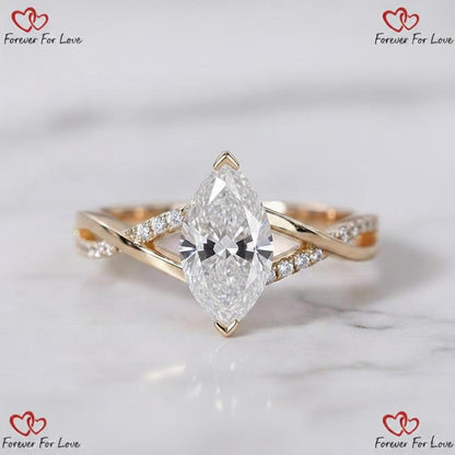 4.1 Ct IGI Certified Marquise Lab Diamond Engagement Ring