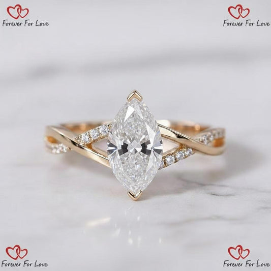 4.1 Ct IGI Certified Marquise Lab Diamond Engagement Ring
