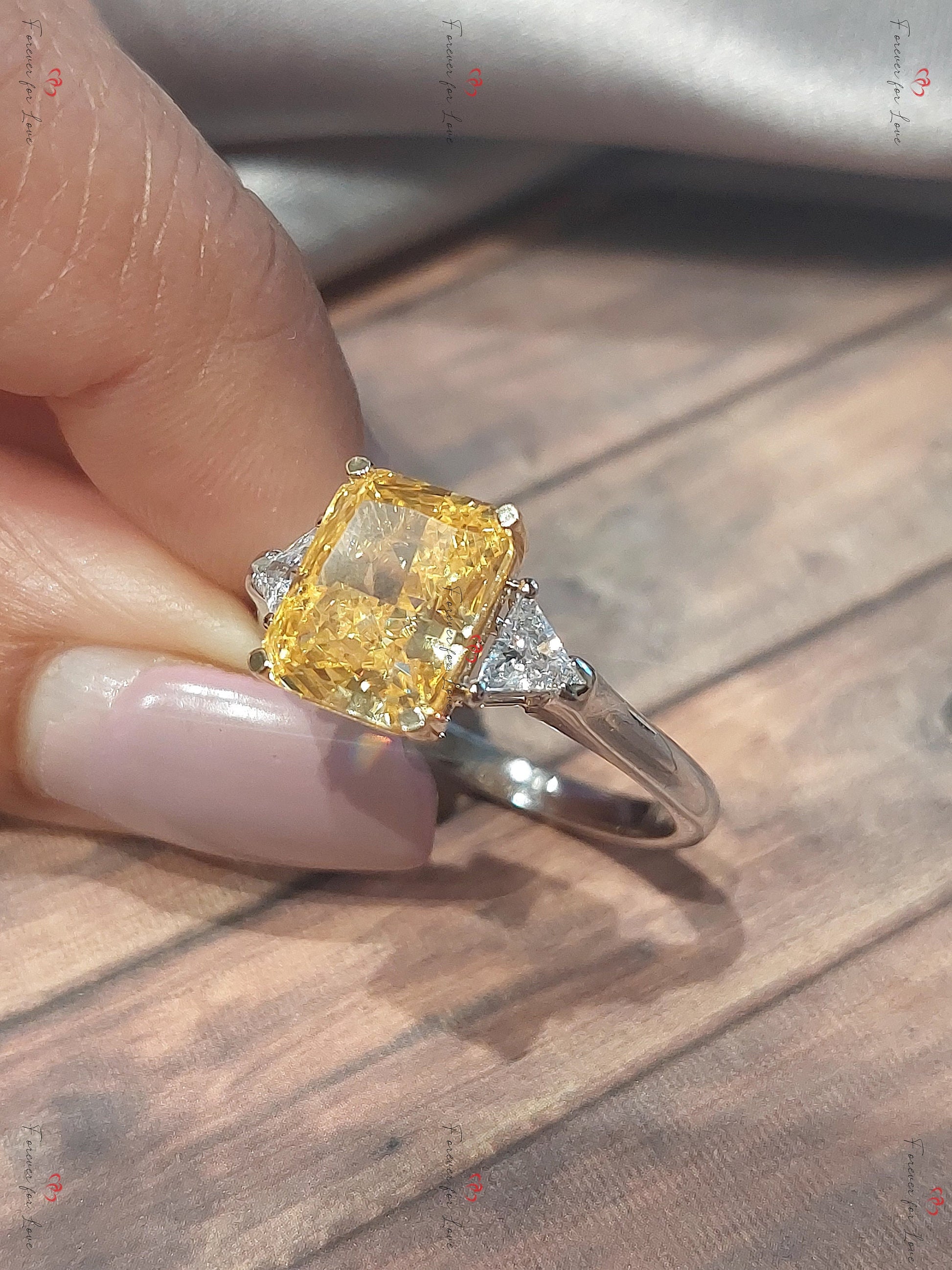 4 Ct Cushion Lab Diamond Three Stone Engagement Ring