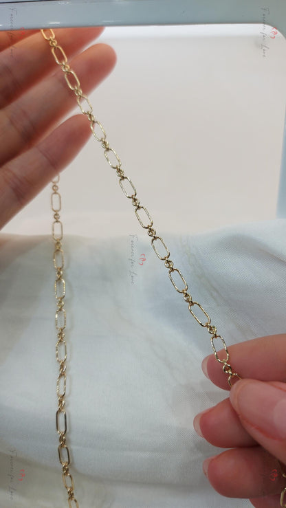 14K Gold Paperclip-Kettenhalskette: Klobige runde Glieder, 20 Zoll