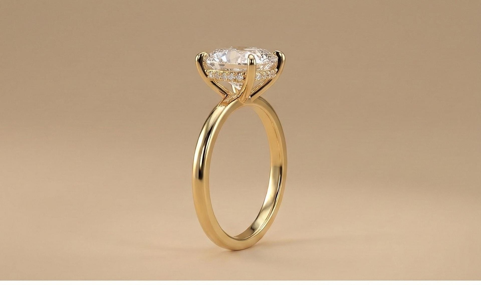 1.2 Ct IGI Certified Cushion Lab Diamond Hidden Halo Engagement Ring