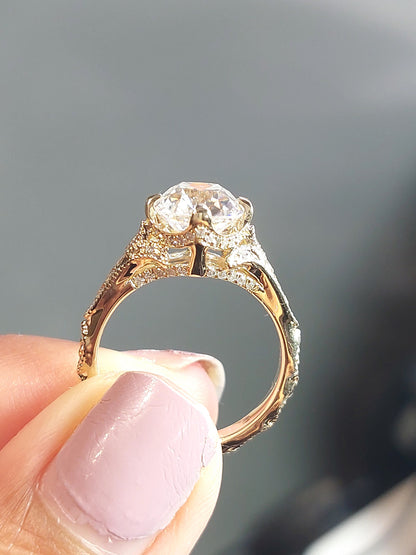 Old Mine Moissanite Solitaire Engagement Ring