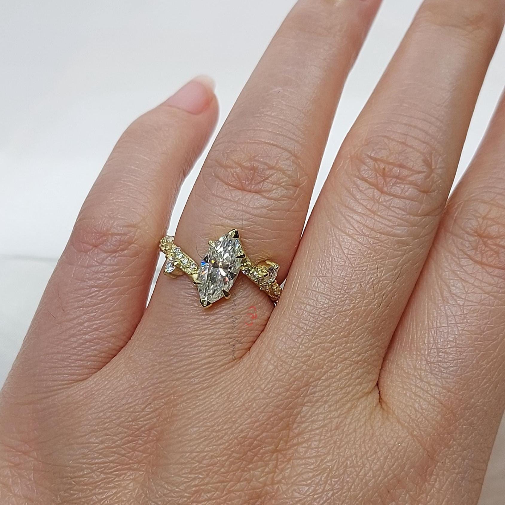 1.0 Ct IGI Certified Marquise Lab Diamond Engagement Ring