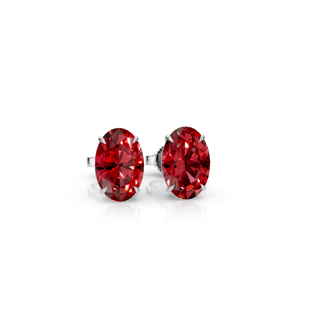 Oval Cut Color Diamond Stud Earrings 1 Ct engagement ring in 10K Solid Gold — custom handcrafted by Forever For Love