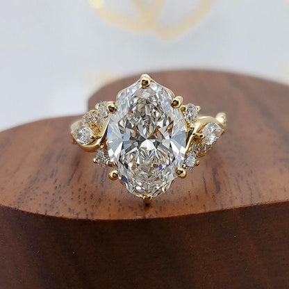 3.3ct Nature Inspired E, VVS2, IGI Certified Oval Cut Diamond Engagement Ring, Nature inspired Design, Wedding Ring, Perfect wedding Gift