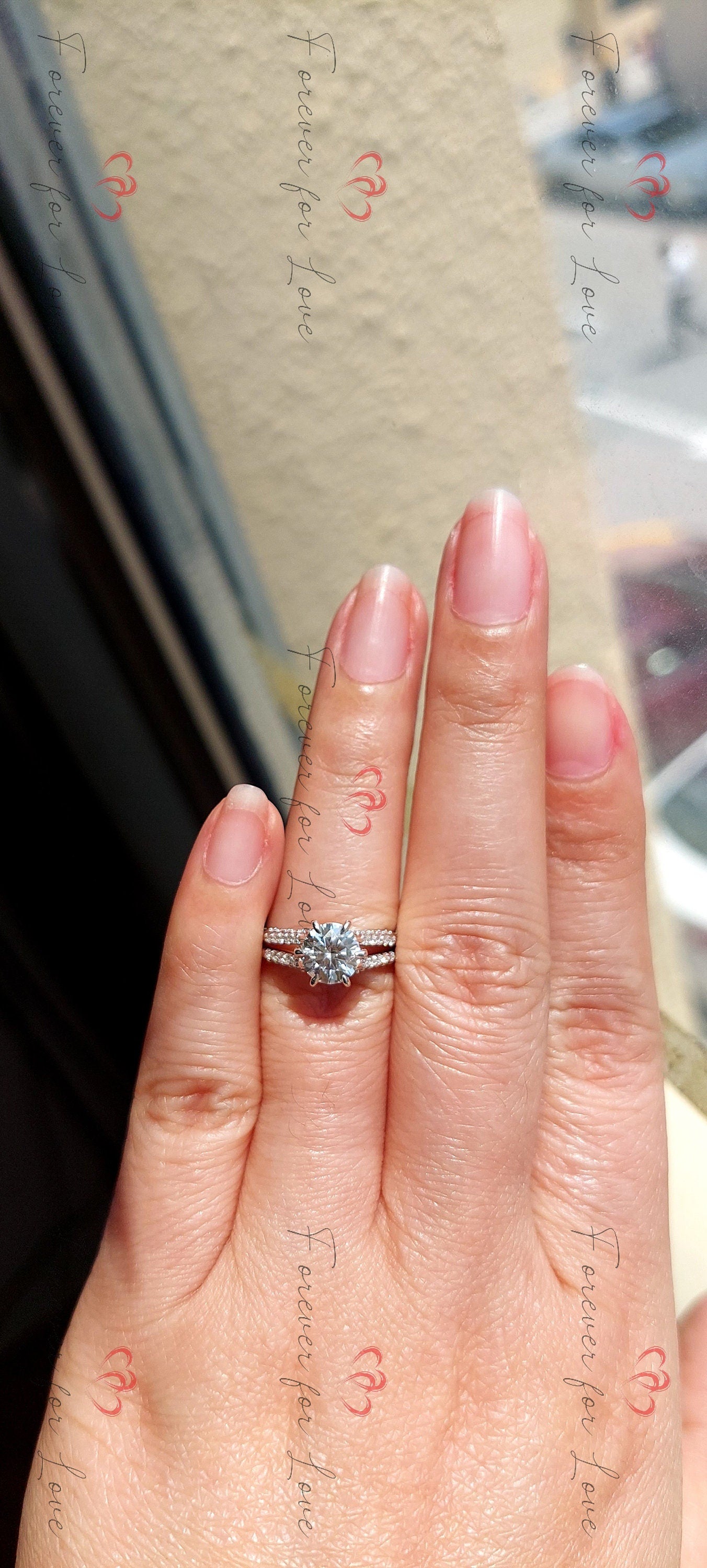 1 Ct Round Natural Diamond Solitaire Engagement Ring Round cut 1Ct Moissanite Brilliant Cut engagement ring in 935 Argentium Silver — custom handcrafted by Forever For Love
