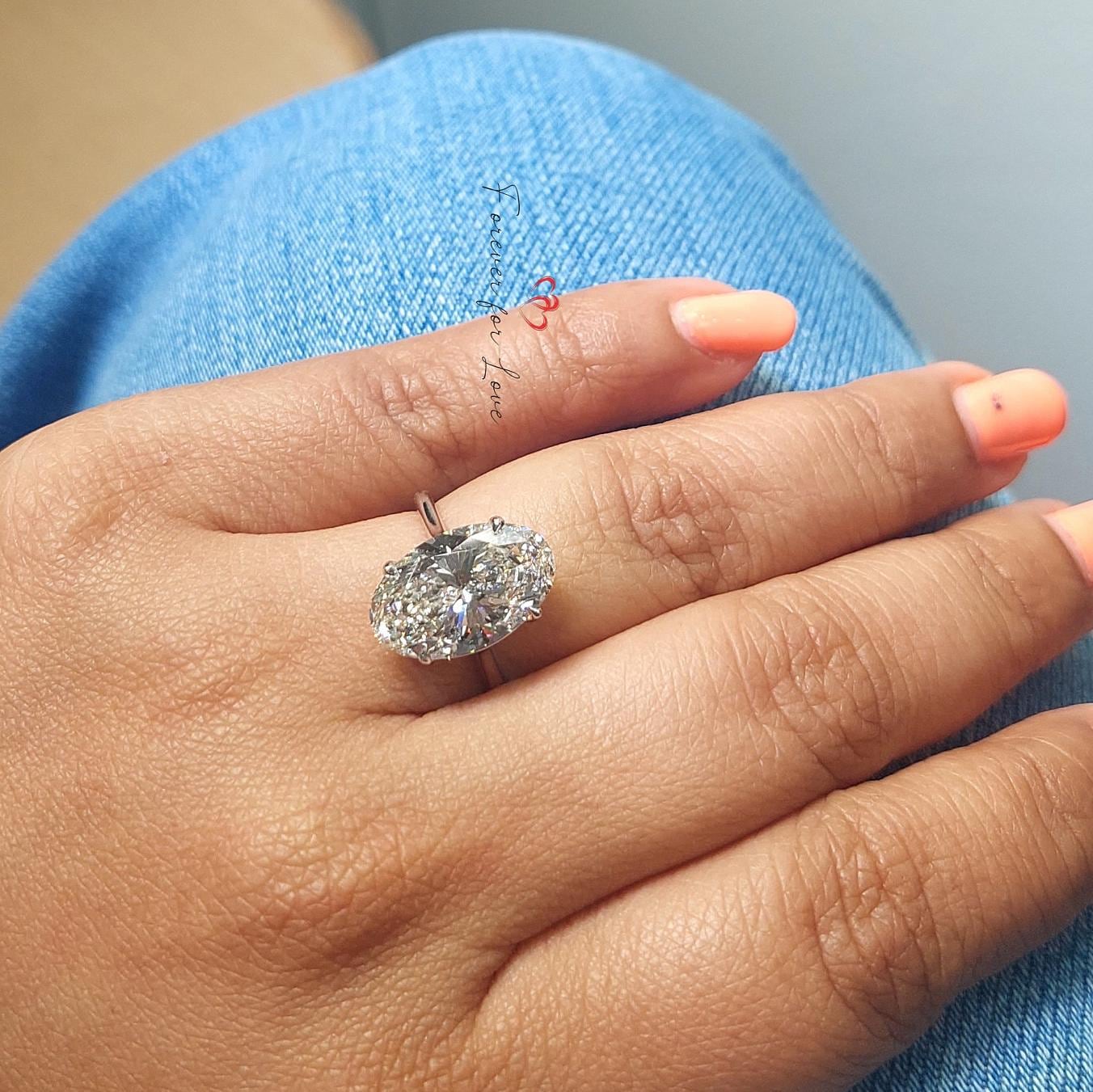 6 Ct Oval Lab Diamond Solitaire with Carat Options Oval cut 1Ct Moissanite Brilliant Cut engagement ring in 935 Argentium Silver — custom handcrafted by Forever For Love