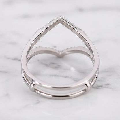 Round Lab Grown Diamond Ring Enhancer for Engagement Ring, Petal Design Matching Stackable Guard Band, Diamond Ring Jacket, Anniversary Gift