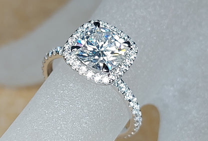 Cushion Moissanite Halo Engagement Ring