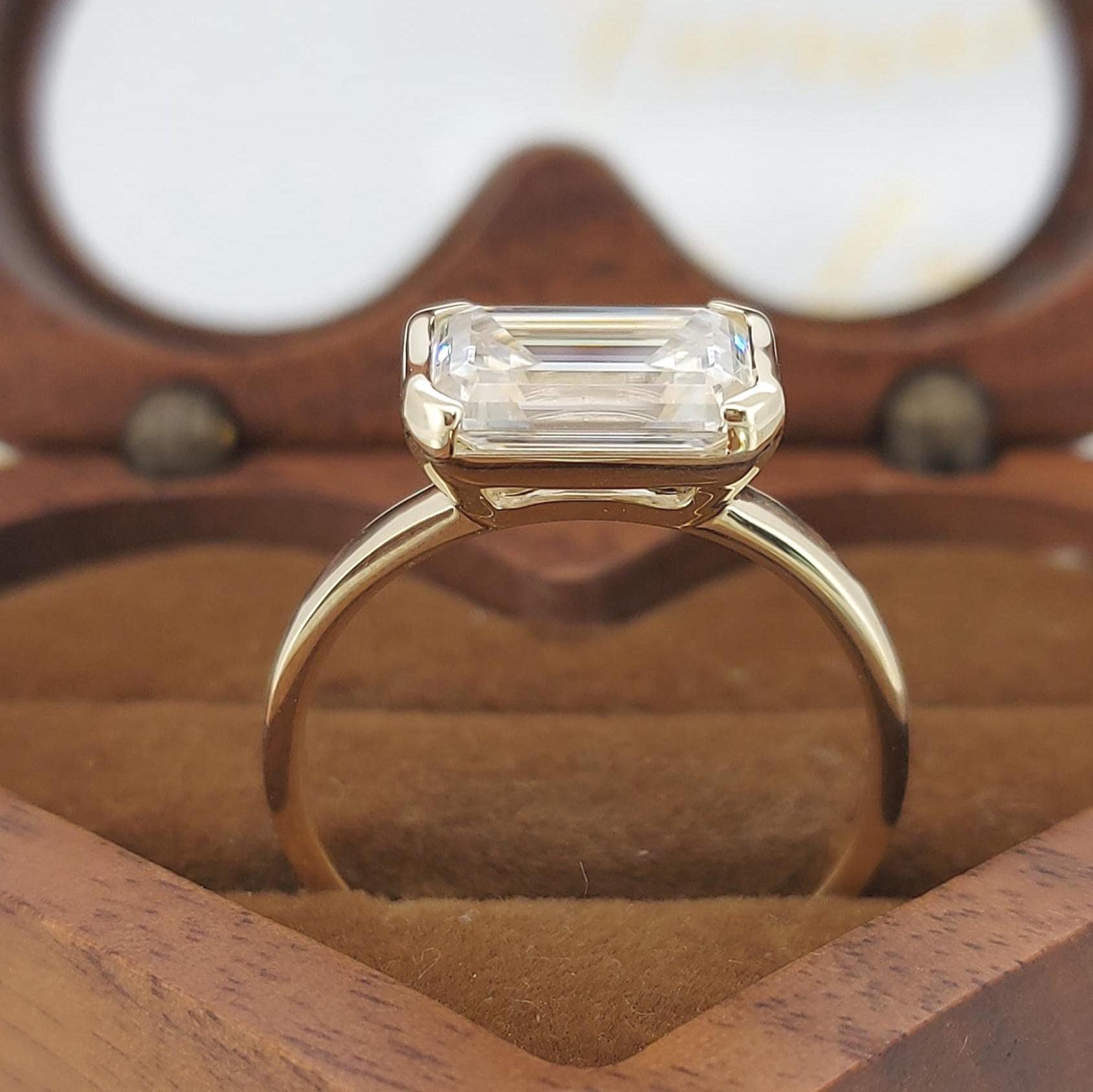 3 Ct Emerald Moissanite, Emerald Engagement Ring