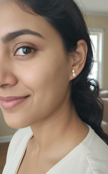 14k Gold Pear cut Diamond Earrings , Lab Diamond Studs, Lab Grown Diamond, Solid Gold Studs, Perfect Gift