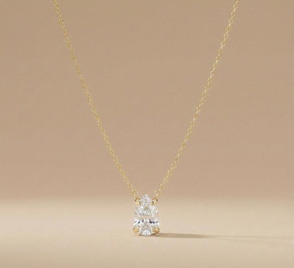 1ct Pear Shape Lab Diamond Necklace, Solitaire Diamond Necklace, Solid Gold Jewelry, Lab Grown Diamond, Classic Wedding Pendant,Gift for Her