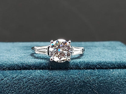 1.5 Ct Baguette Diamond, Moissanite Three Stone Ring