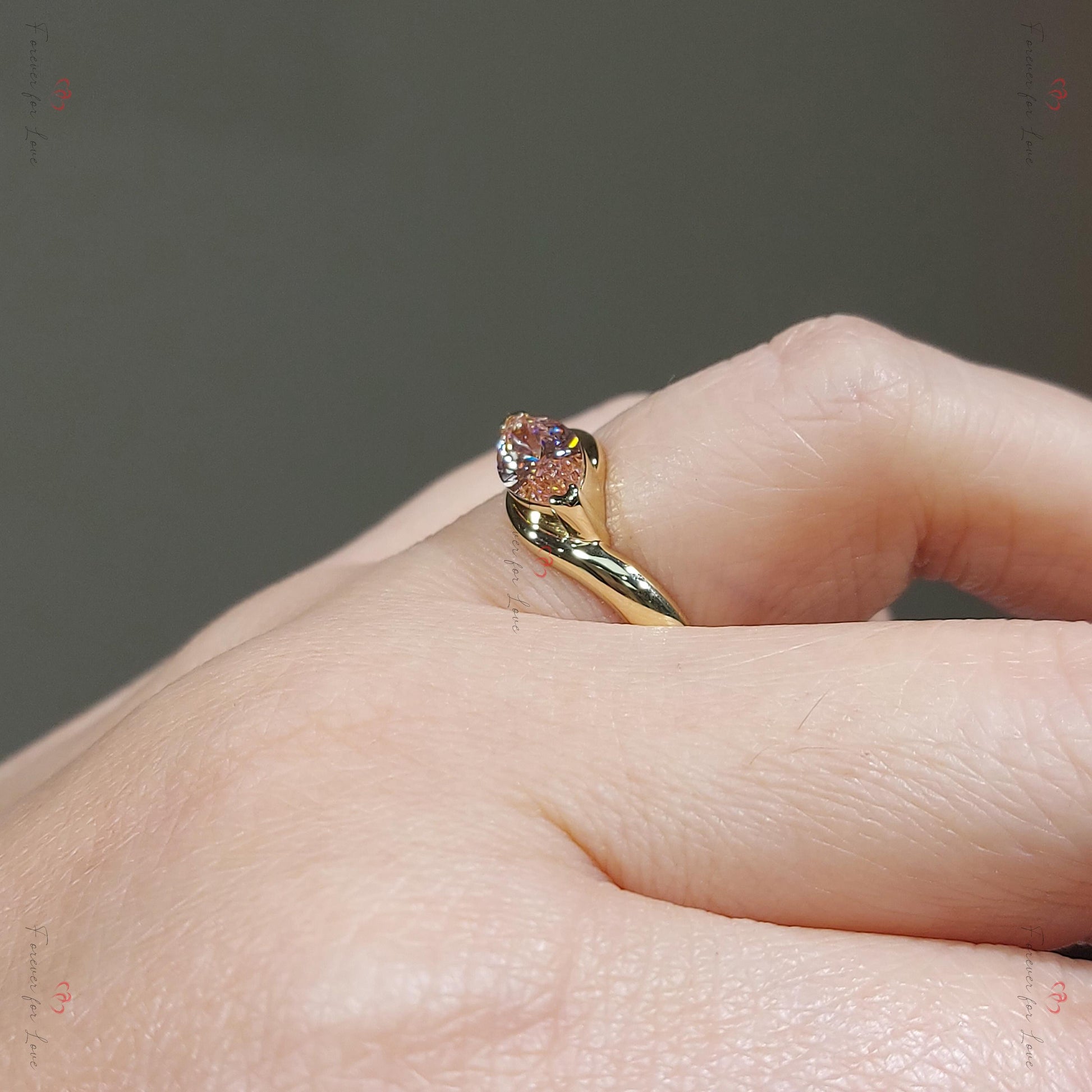 1.5 Ct Marquise Pink Lab Diamond Engagement Ring