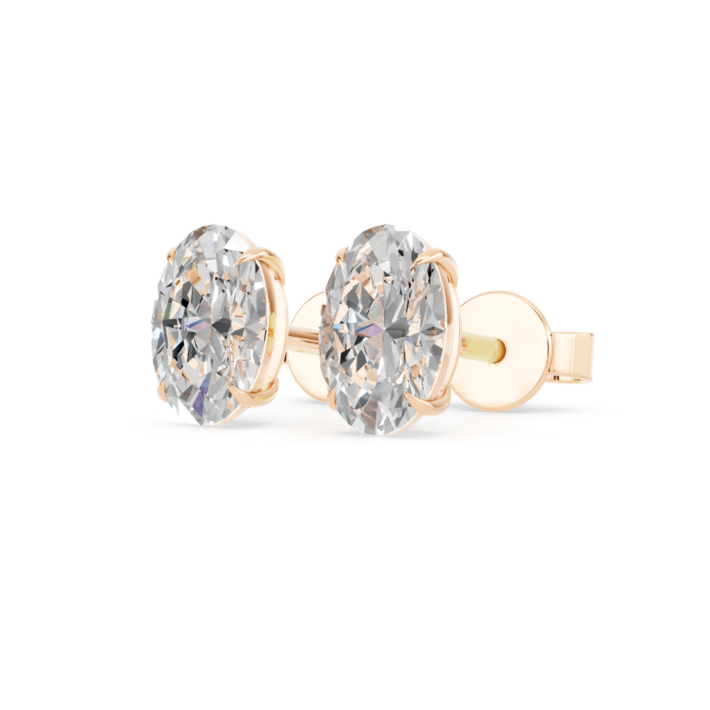 Oval Diamond Stud Earrings 1 Ct engagement ring in 10K Solid Gold — custom handcrafted by Forever For Love