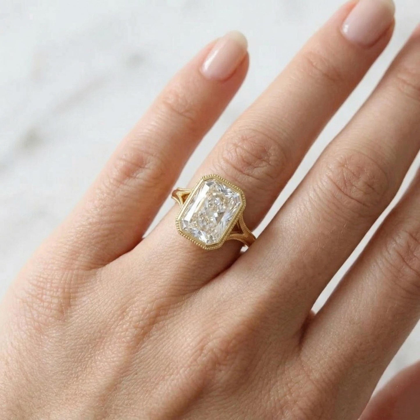 3.5 Ct IGI Certified Radiant Diamond, Emerald Engagement Ring Radiant cut 1Ct Moissanite Brilliant Cut engagement ring in 935 Argentium Silver — custom handcrafted by Forever For Love