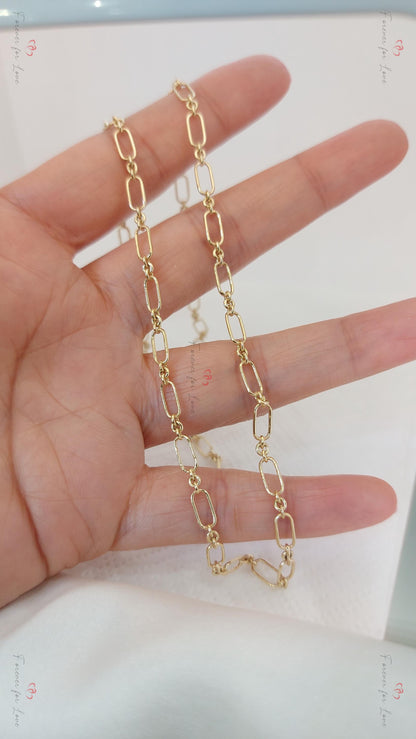 14K Gold Paperclip-Kettenhalskette: Klobige runde Glieder, 20 Zoll