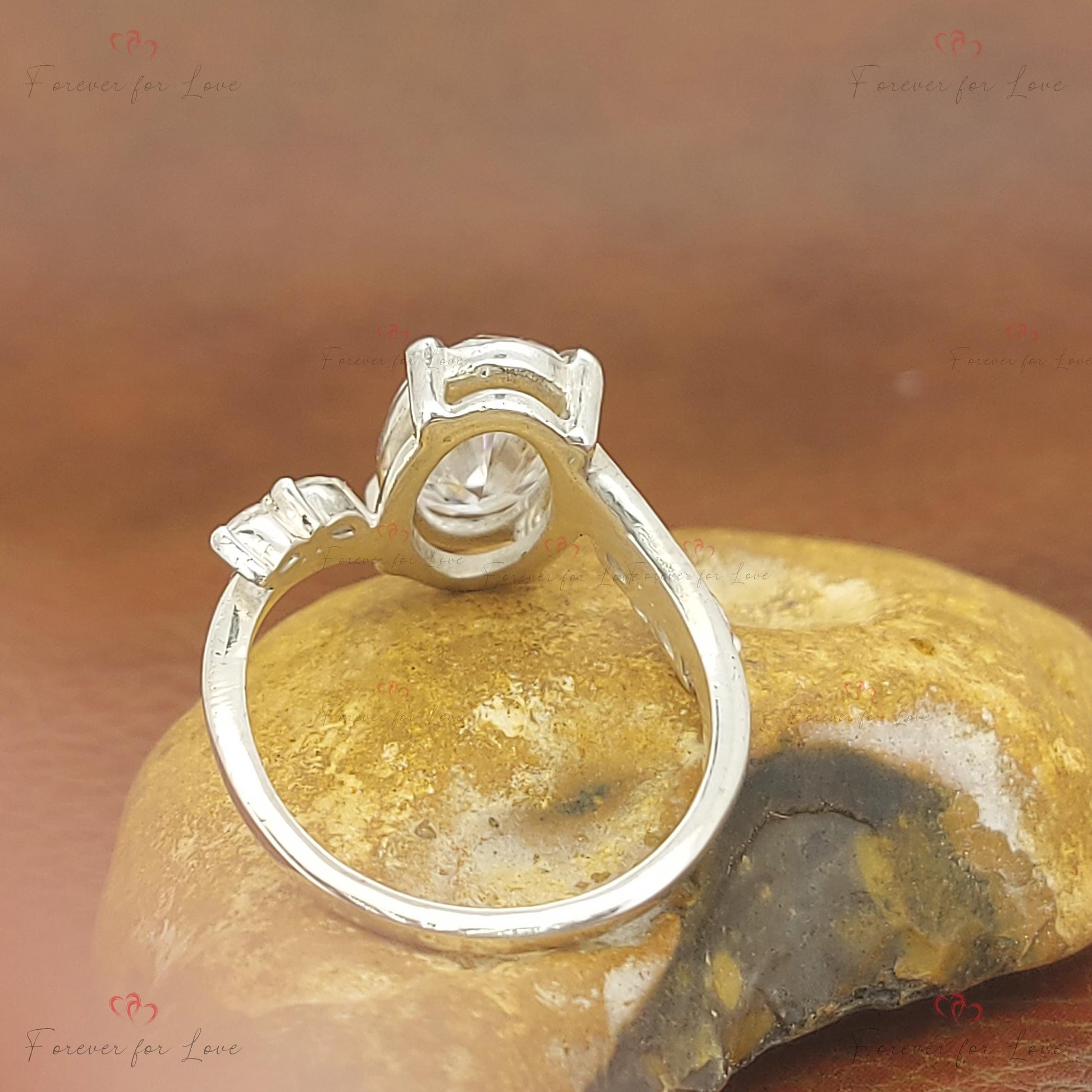 3 Ct Oval Lab Diamond Hidden Halo Engagement Ring