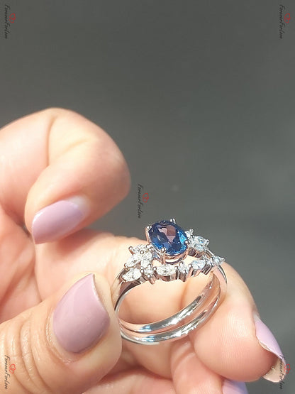 1.5 Ct Marquise Blue Sapphire Engagement Ring