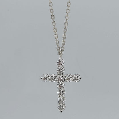 14 Karat Massivgold Diamant Kreuz Halskette für Damen, Diamant Kreuz Anhänger, Religiöser Schmuck, Christlicher Glaubensanhänger, Kreuz Geschenk für Frauen