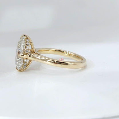 3.5 Ct IGI Certified Oval Lab Diamond Hidden Halo Engagement Ring