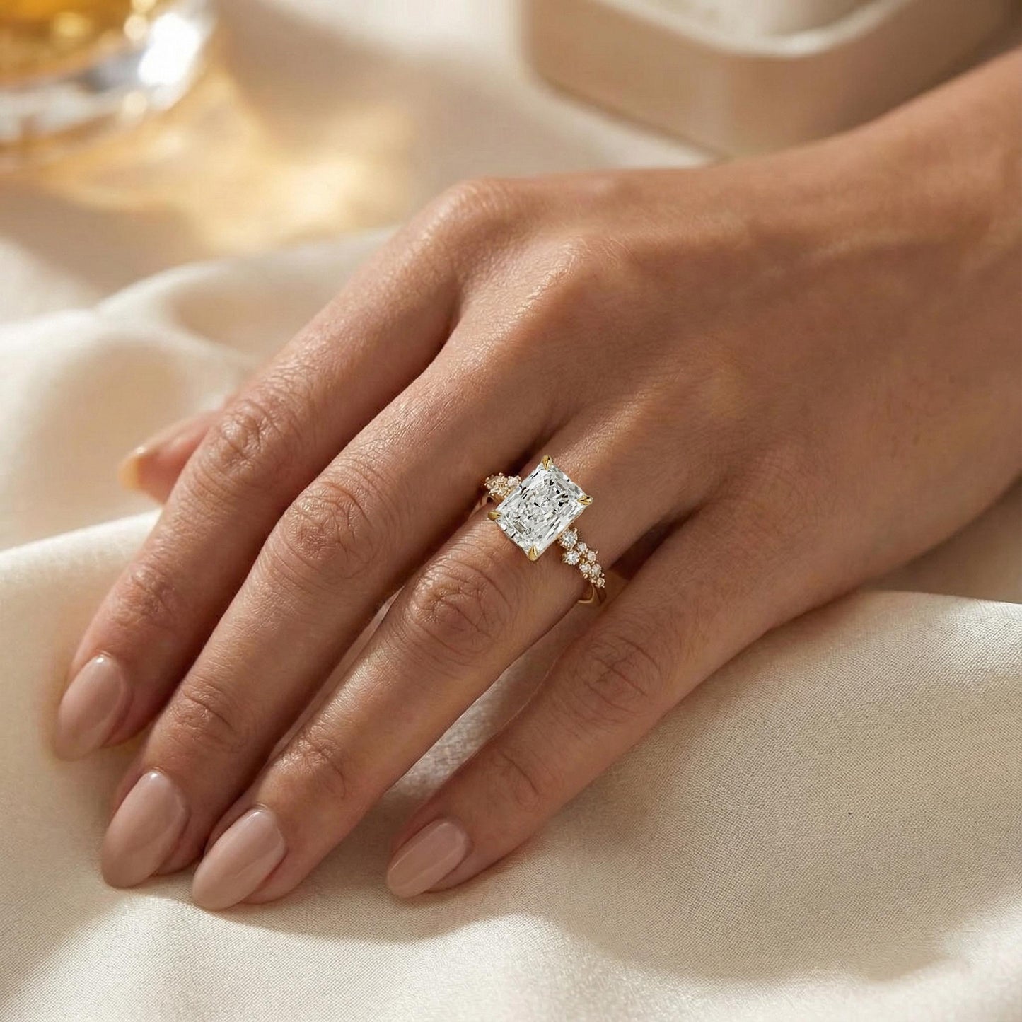 3.5 Ct IGI Certified Radiant Lab Diamond Solitaire Engagement Ring Radiant cut 1Ct Moissanite Brilliant Cut engagement ring in 935 Argentium Silver — custom handcrafted by Forever For Love