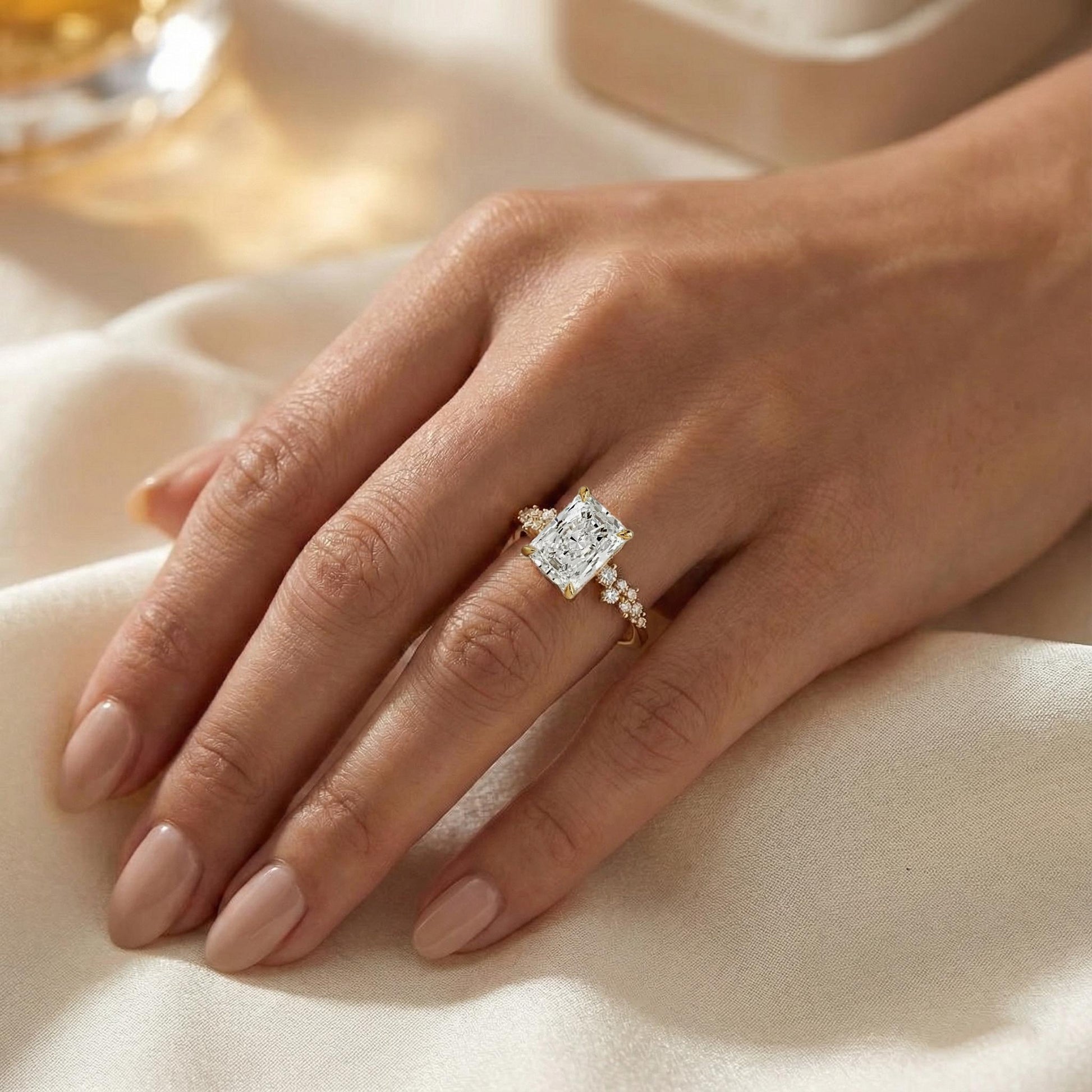 3.5 Ct IGI Certified Radiant Lab Diamond Solitaire Engagement Ring