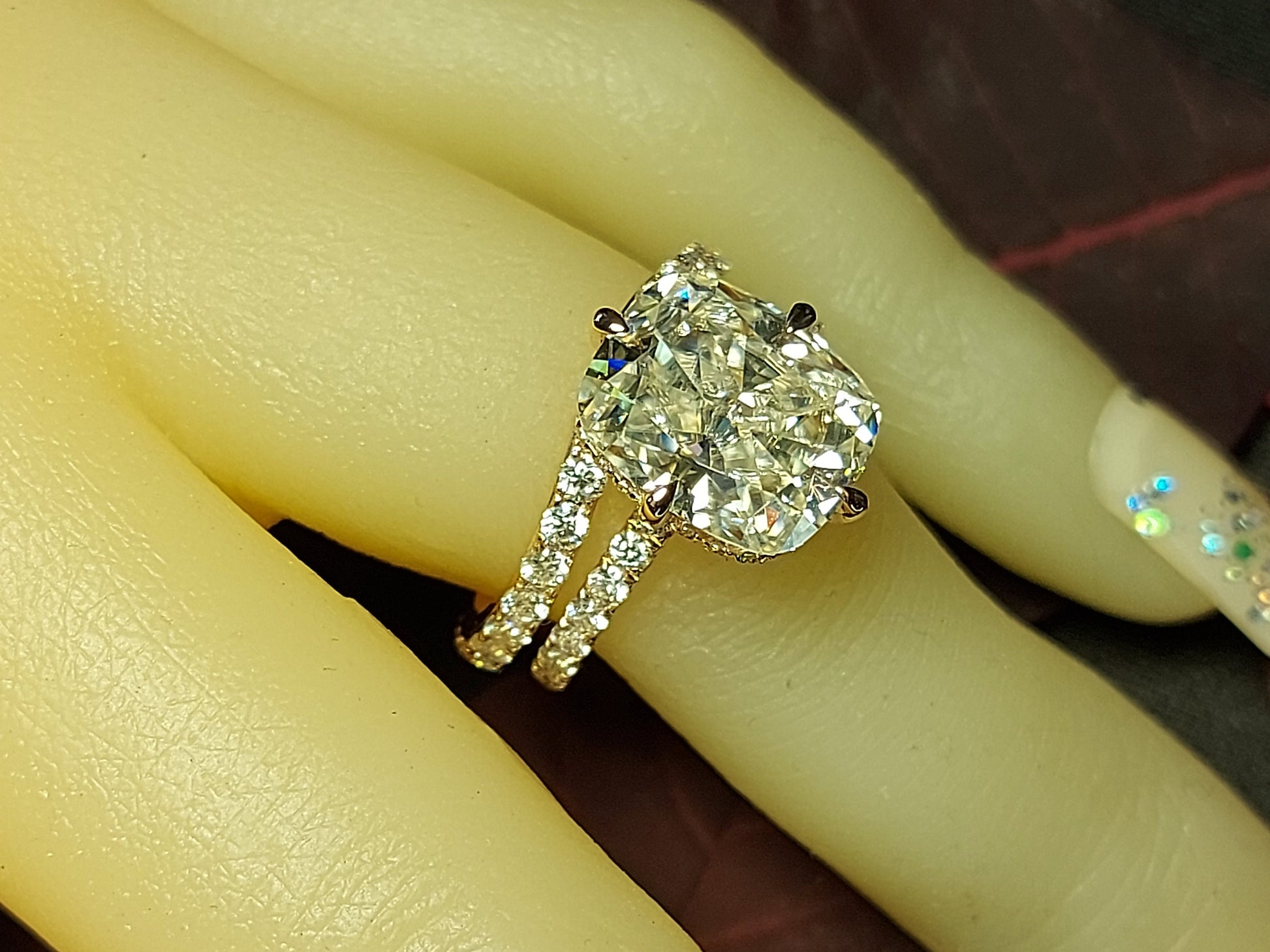 Cushion Moissanite Hidden Halo Engagement Ring