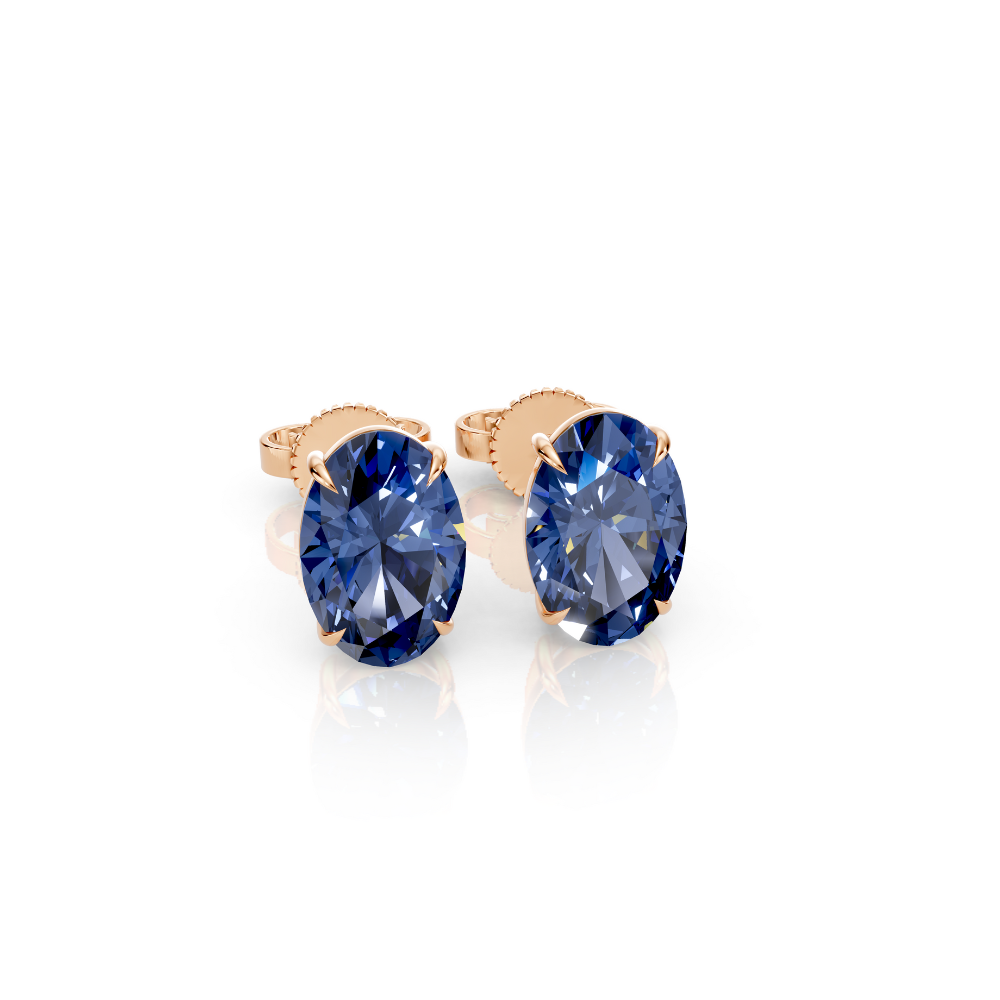 Oval Cut Color Diamond Stud Earrings 1 Ct engagement ring in 10K Solid Gold — custom handcrafted by Forever For Love
