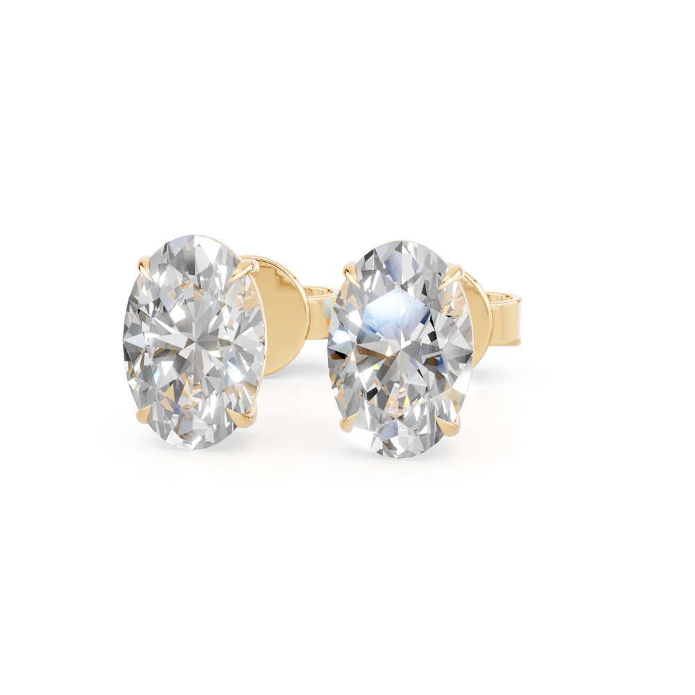 Oval Diamond Stud Earrings 1 Ct engagement ring in 10K Solid Gold — custom handcrafted by Forever For Love