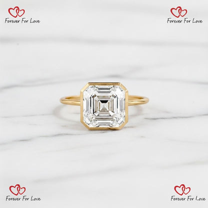 4 Ct IGI Certified Asscher Lab Diamond Engagement Ring