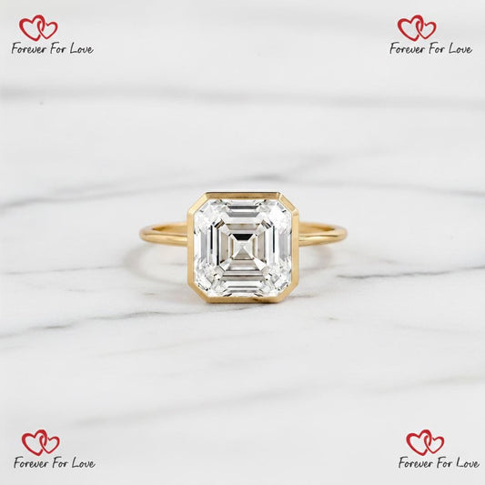 4 Ct IGI Certified Asscher Lab Diamond Engagement Ring