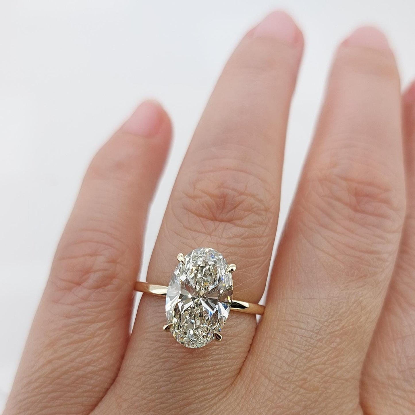 4.5 Ct Oval Lab Diamond Solitaire Engagement Ring Oval cut 1Ct Moissanite Brilliant Cut engagement ring in 935 Argentium Silver — custom handcrafted by Forever For Love