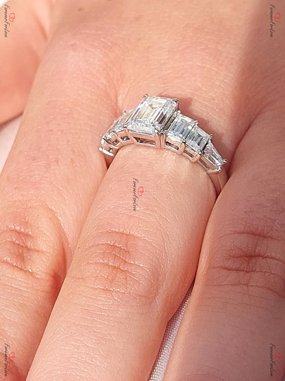 Emerald Moissanite, Emerald Engagement Ring
