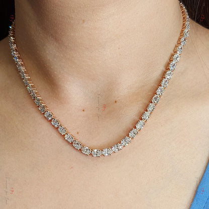 Collier tennis en diamants ovales, 18 pouces 32 carats, en or 14 carats, diamants de synthèse, magnifiques diamants blancs