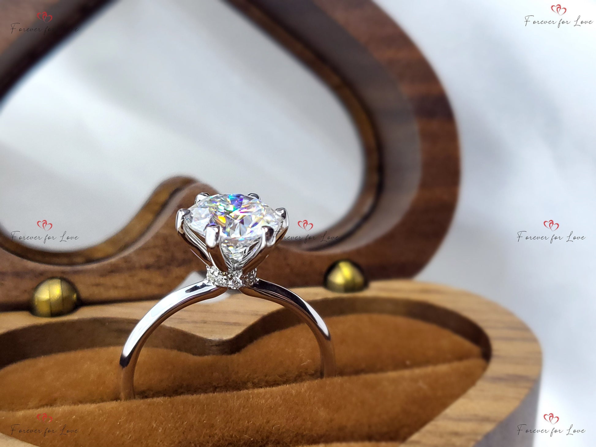 2 Ct Round Moissanite Solitaire Engagement Ring