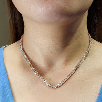Collier tennis en diamants ovales, 18 pouces 32 carats, en or 14 carats, diamants de synthèse, magnifiques diamants blancs