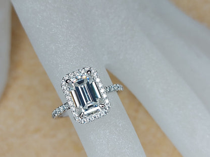 2 Ct Emerald Moissanite, Emerald Solitaire Engagement Ring