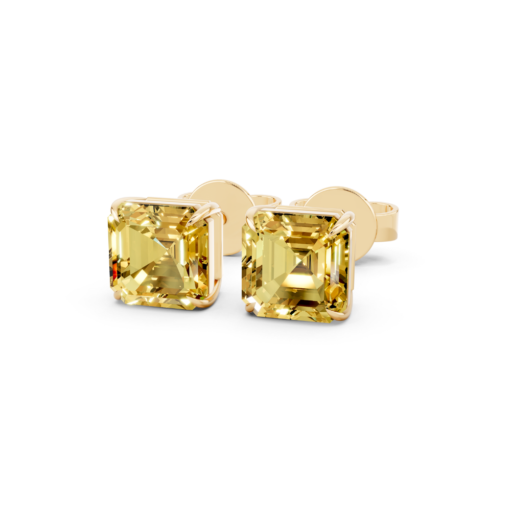 Asscher Cut Farbige Diamant-Ohrstecker Moissanite engagement ring in 10K Massivgold — custom handcrafted by Forever For Love