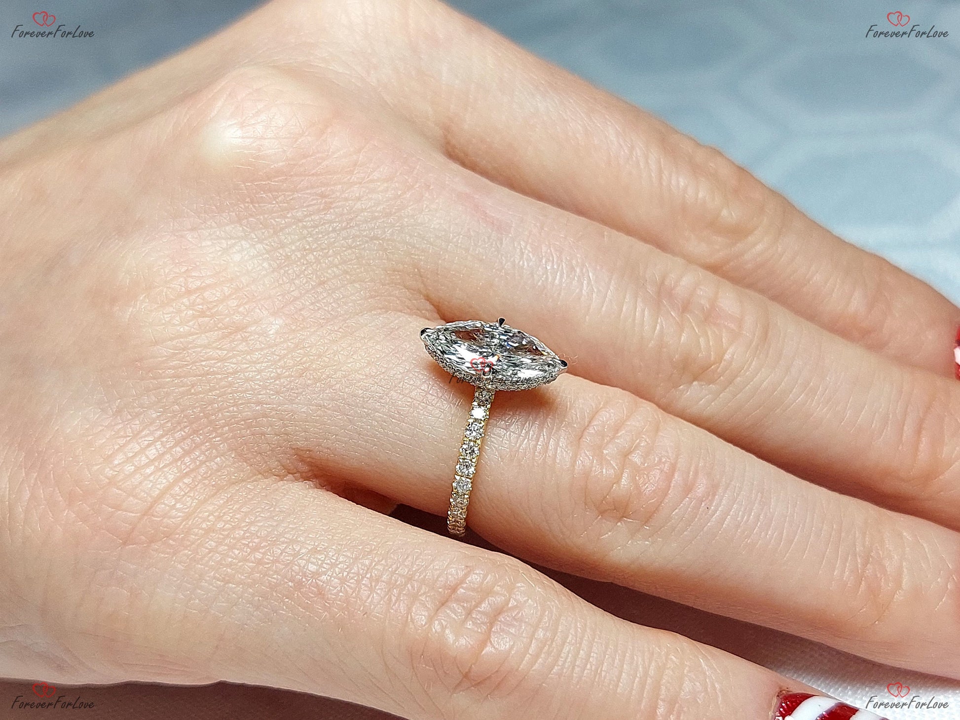 2 Ct IGI Certified Marquise Lab Diamond Engagement Ring