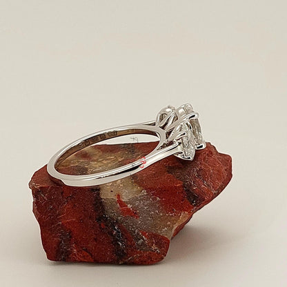2 Ct IGI Certified Oval Diamond Three Stone Ring