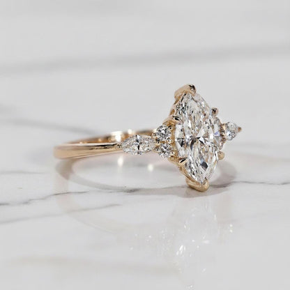 Marquise Lab Diamond Engagement Ring