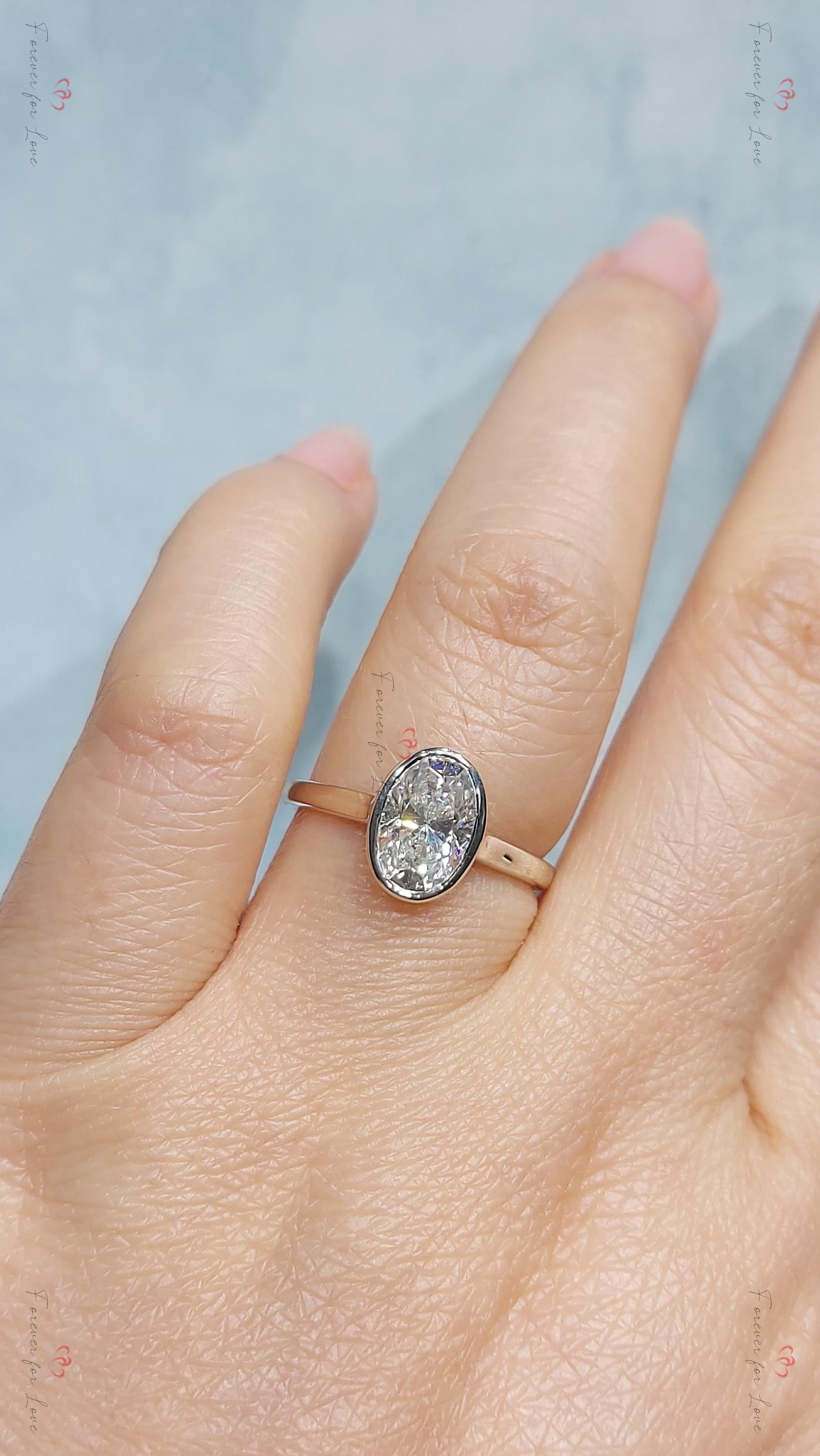 Oval Diamond, Moissanite Solitaire Engagement Ring