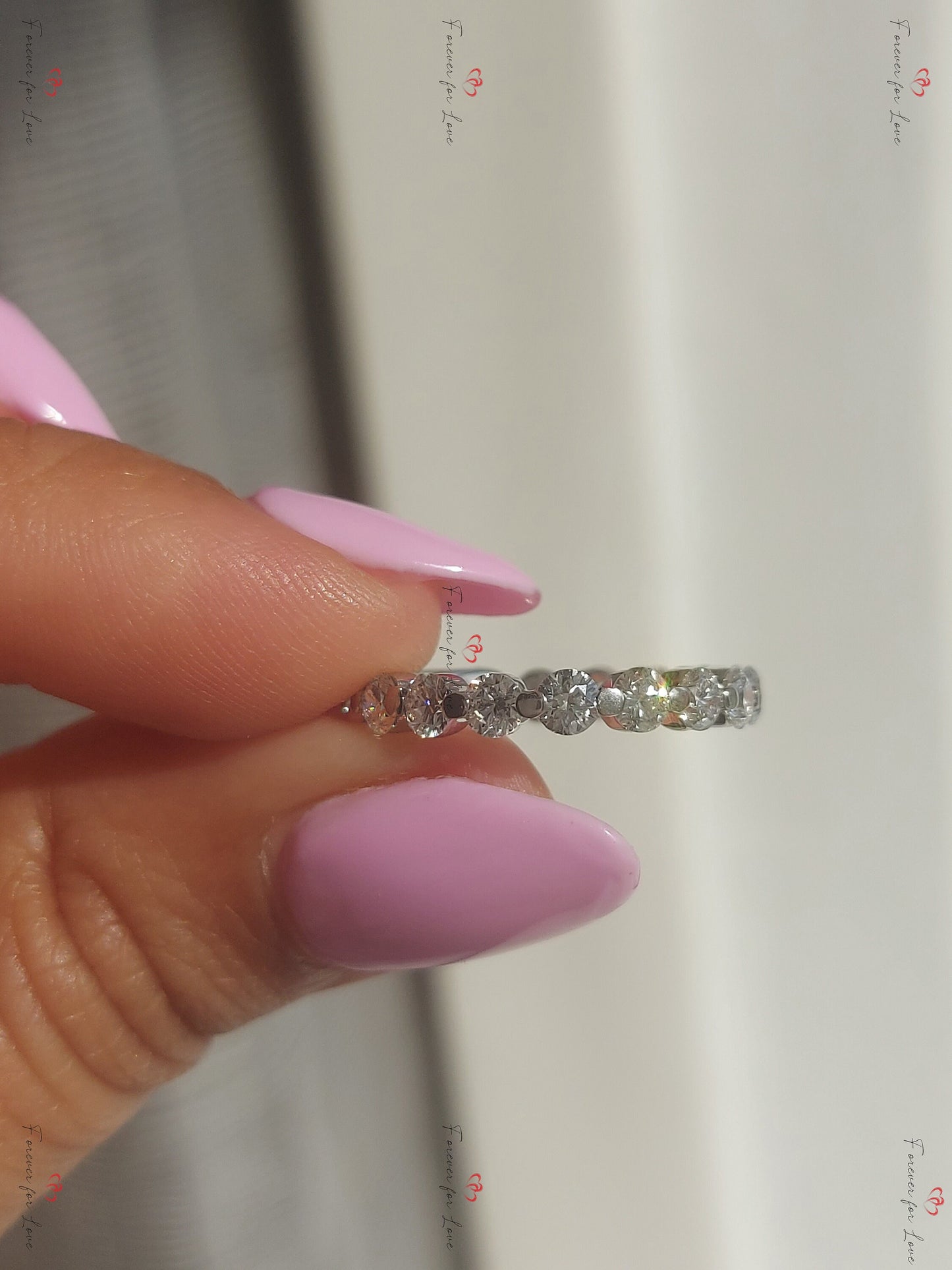 Round Lab Grown Diamond Wedding Band, 3 MM Round Lab Created Band, Matching Band, Floating Bubble Band, Solid Gold Unique Ring Enhancer. Round cut Moissanite Brilliant Cut engagement ring in 935 Argentium Silver — custom handcrafted by Forever For Love