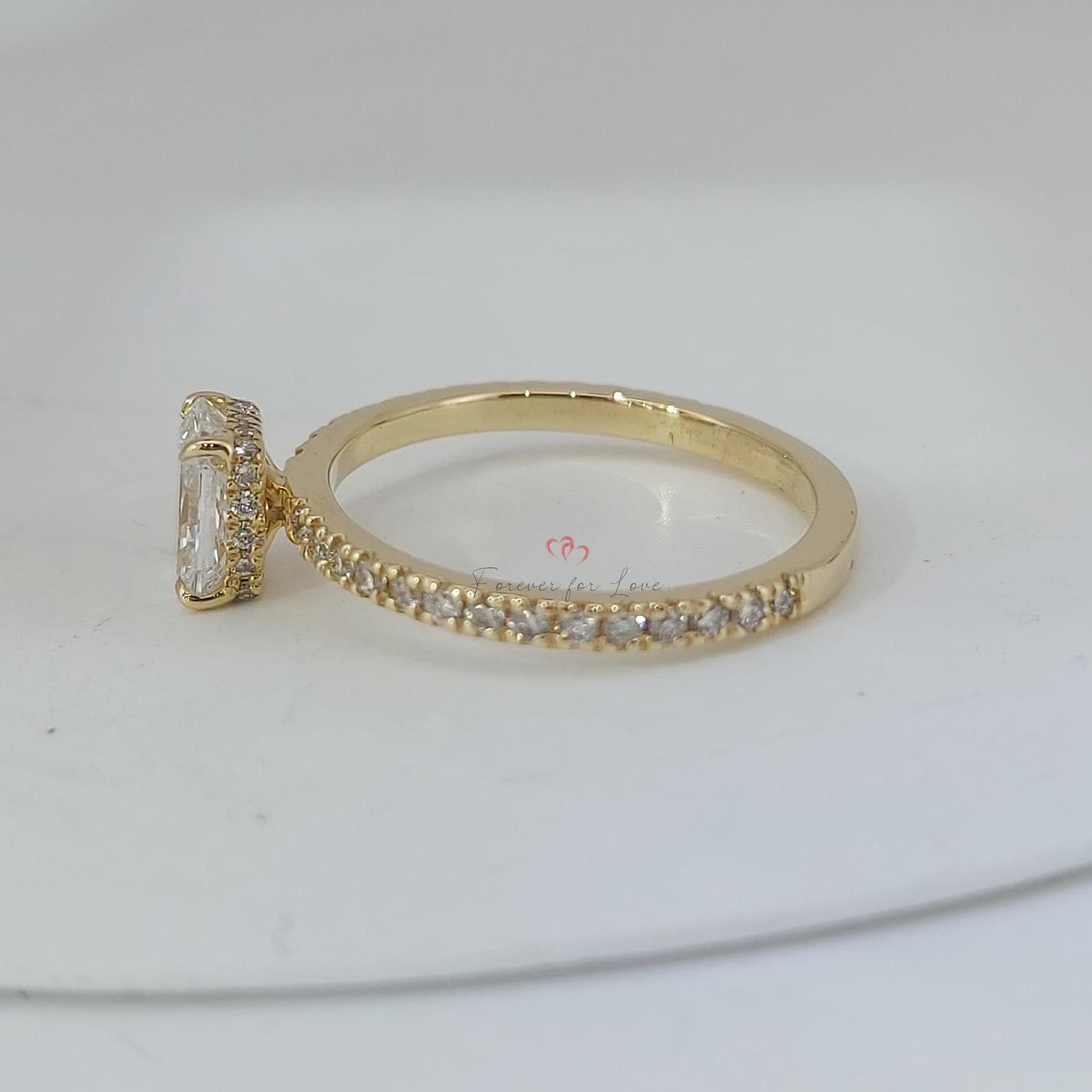 1 Ct IGI Certified Radiant Lab Diamond Hidden Halo Engagement Ring