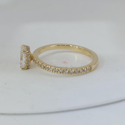 1 Ct IGI Certified Radiant Lab Diamond Hidden Halo Engagement Ring